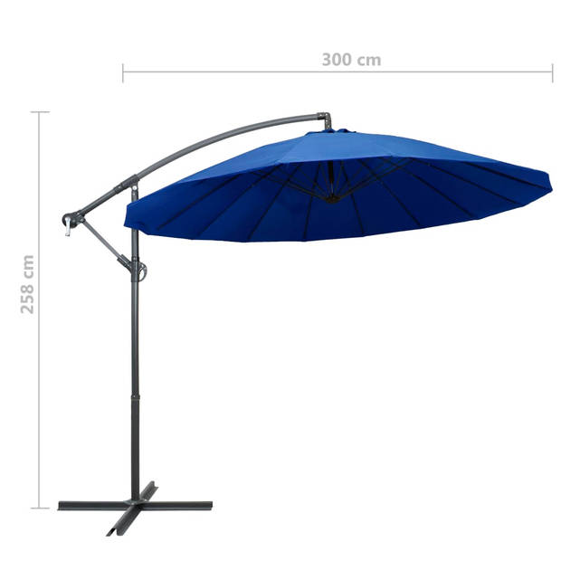 vidaXL Zweefparasol met aluminium paal 3 m blauw