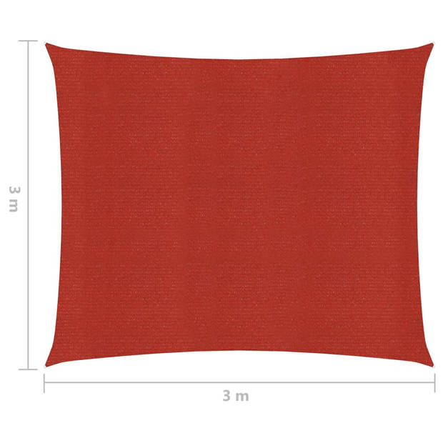 vidaXL Zonnezeil 160 g/m² 3x3 m HDPE rood