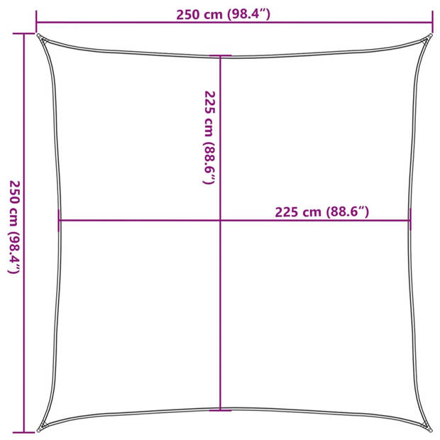 vidaXL Zonnezeil 160 g/m² 2,5x2,5 m HDPE geel