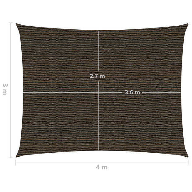 vidaXL Zonnezeil 160 g/m² 3x4 m HDPE bruin