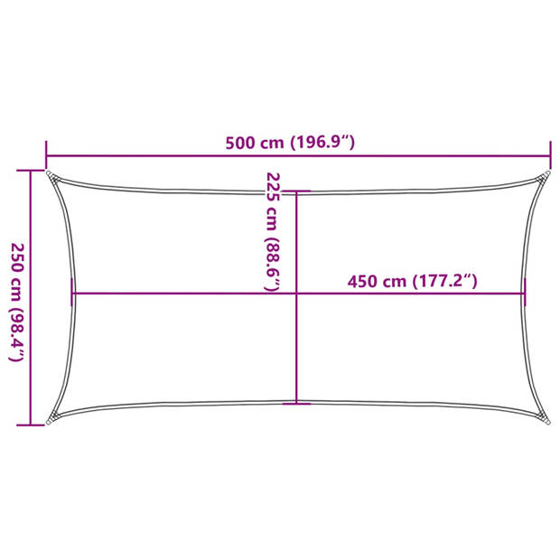 vidaXL Zonnezeil 160 g/m² 2,5x5 m HDPE crèmekleurig