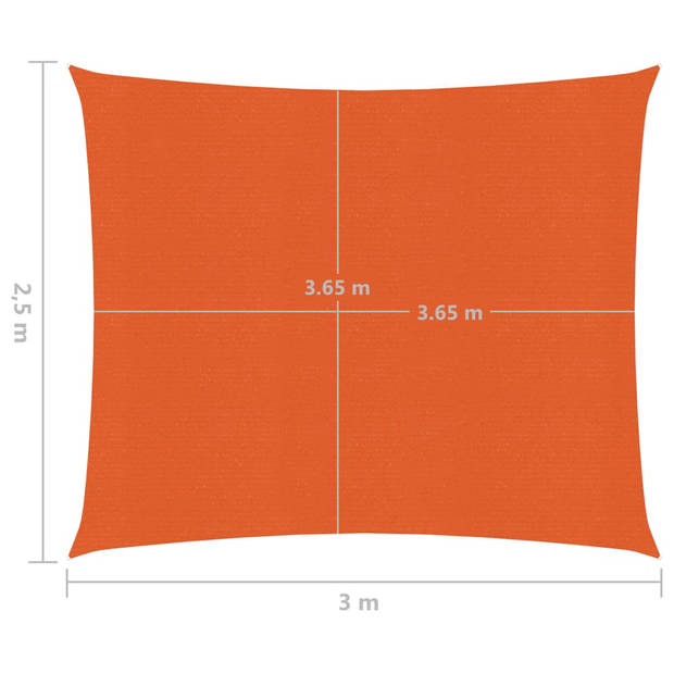vidaXL Zonnezeil 160 g/m² 2,5x3 m HDPE oranje