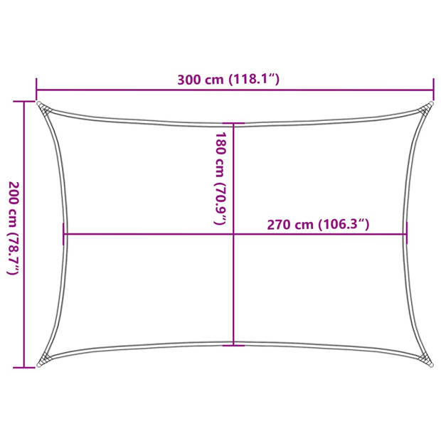 vidaXL Zonnezeil 160 g/m² 2x3 m HDPE crèmekleurig