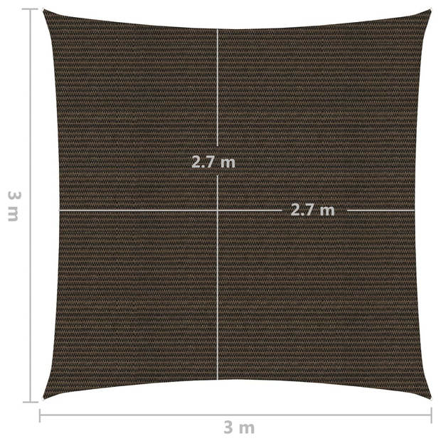 vidaXL Zonnezeil 160 g/m² 3x3 m HDPE bruin