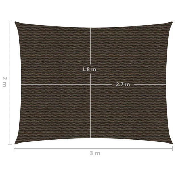 vidaXL Zonnezeil 160 g/m² 2x3 m HDPE bruin