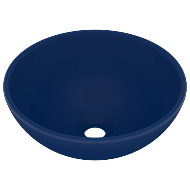 vidaXL Wastafel rond 32,5x14 cm keramiek mat donkerblauw