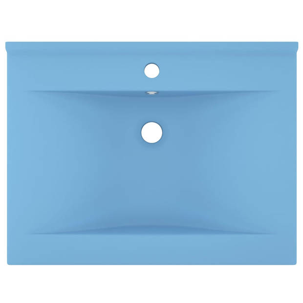 vidaXL Wastafel met kraangat 60x46 cm keramiek mat lichtblauw