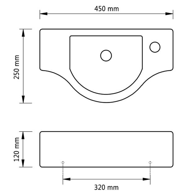 vidaXL Wastafel met kraangat zwart keramiek