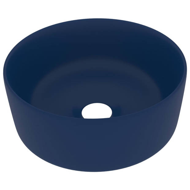 vidaXL Wastafel rond 40x15 cm keramiek mat donkerblauw