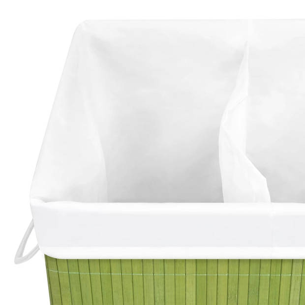 vidaXL Wasmand met 2 vakken 72 L bamboe groen