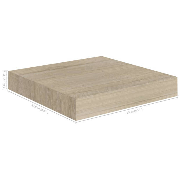 vidaXL Wandschappen zwevend 2 st 23x23,5x3,8 cm MDF eikenkleurig