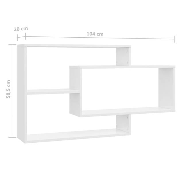 vidaXL Wandschappen 104x20x58,5 cm bewerkt hout hoogglans wit