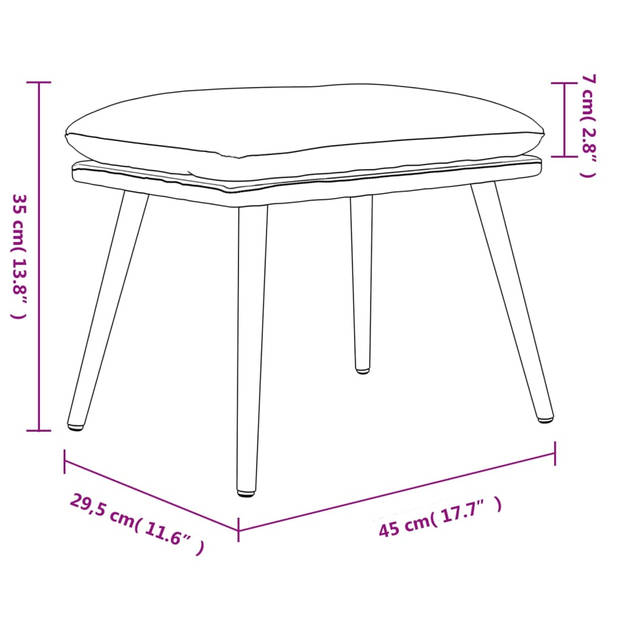 vidaXL Voetenbank 45x29,5x35 cm stof en kunstleer donkergrijs