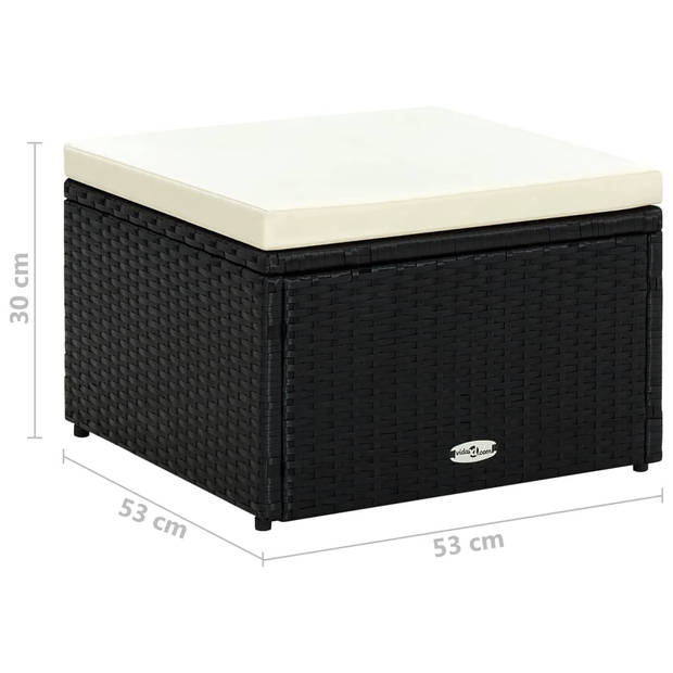 vidaXL Voetenbank/poef zwart 53x53x30 cm poly rattan