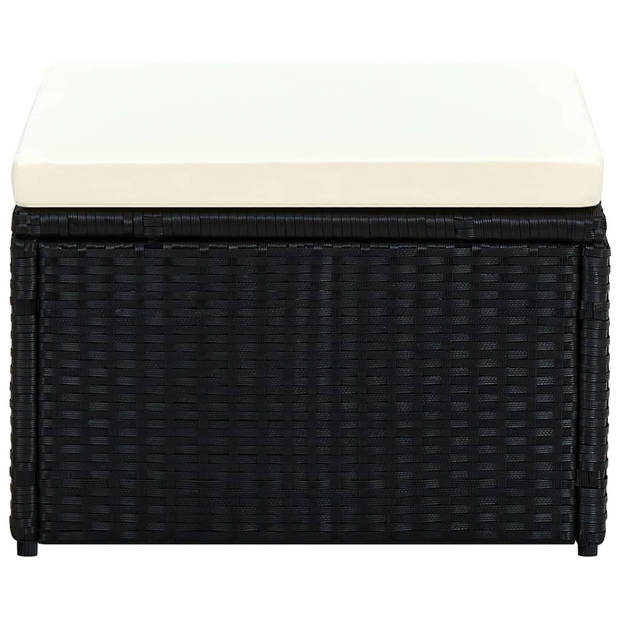 vidaXL Voetenbank/poef zwart 53x53x30 cm poly rattan