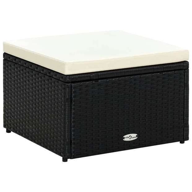 vidaXL Voetenbank/poef zwart 53x53x30 cm poly rattan