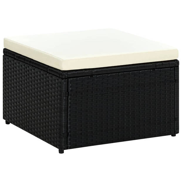 vidaXL Voetenbank/poef zwart 53x53x30 cm poly rattan