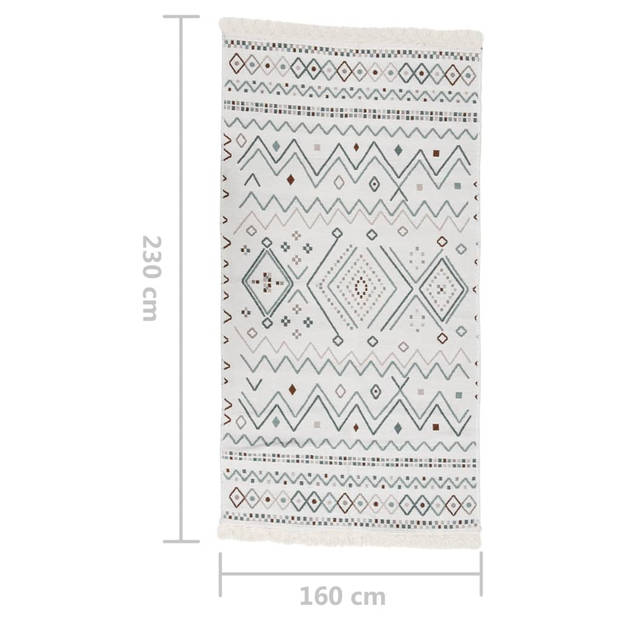 vidaXL Vloerkleed 160x230 cm katoen beige en blauw