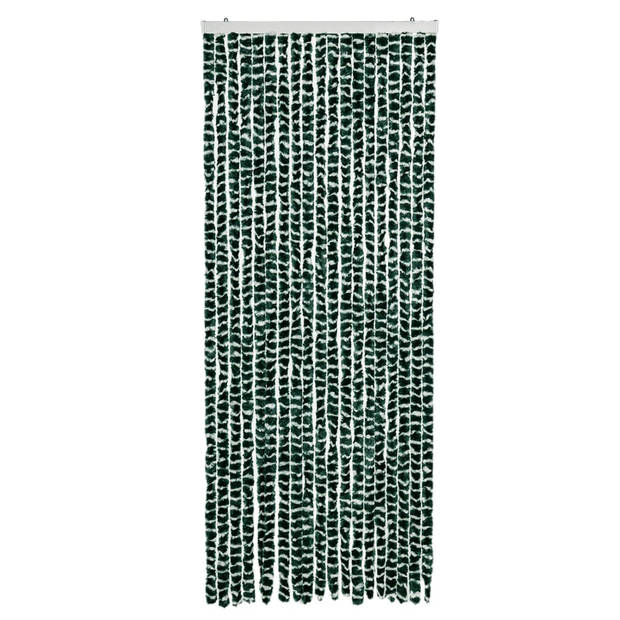 vidaXL Vliegengordijn 56x185 cm chenille groen en wit