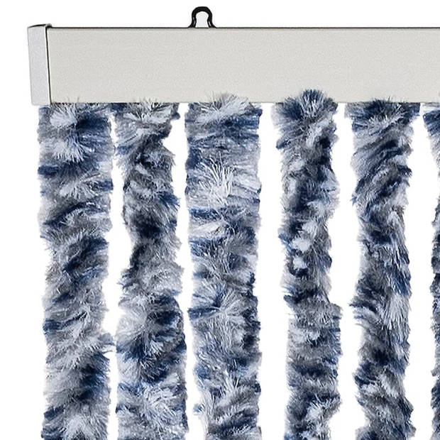 vidaXL Vliegengordijn 118x220 cm chenille blauw en wit