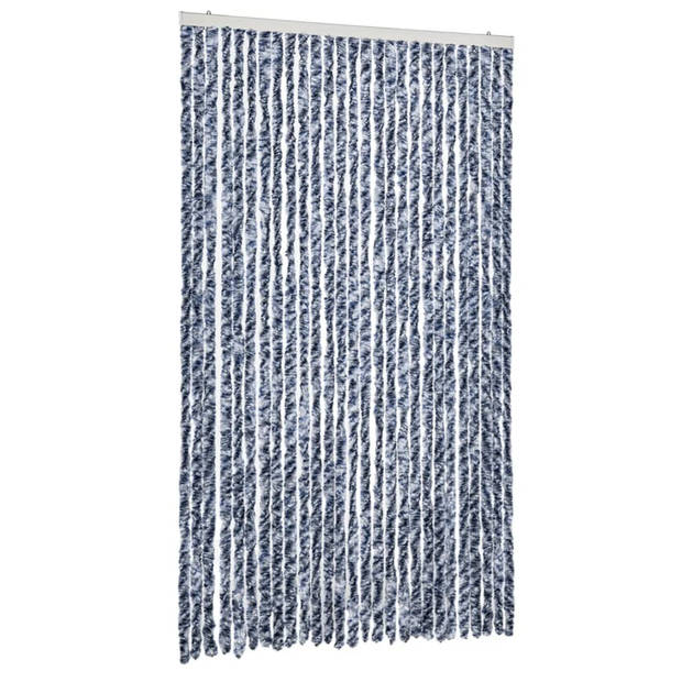 vidaXL Vliegengordijn 118x220 cm chenille blauw en wit