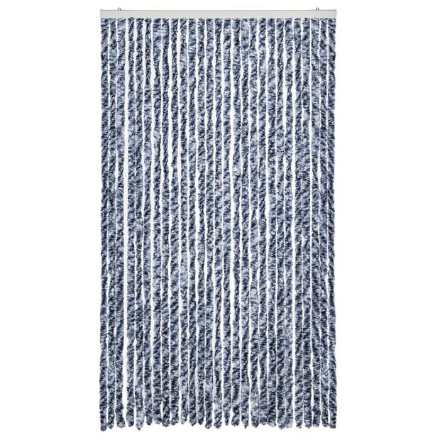 vidaXL Vliegengordijn 118x220 cm chenille blauw en wit