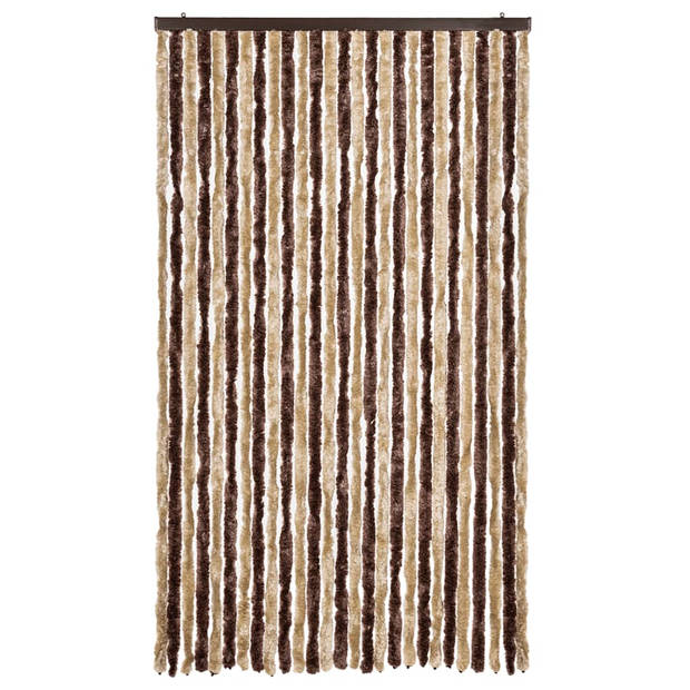 vidaXL Vliegengordijn 118x220 cm chenille beige en lichtbruin