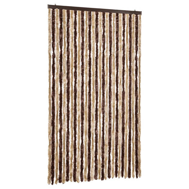 vidaXL Vliegengordijn 118x220 cm chenille beige en lichtbruin