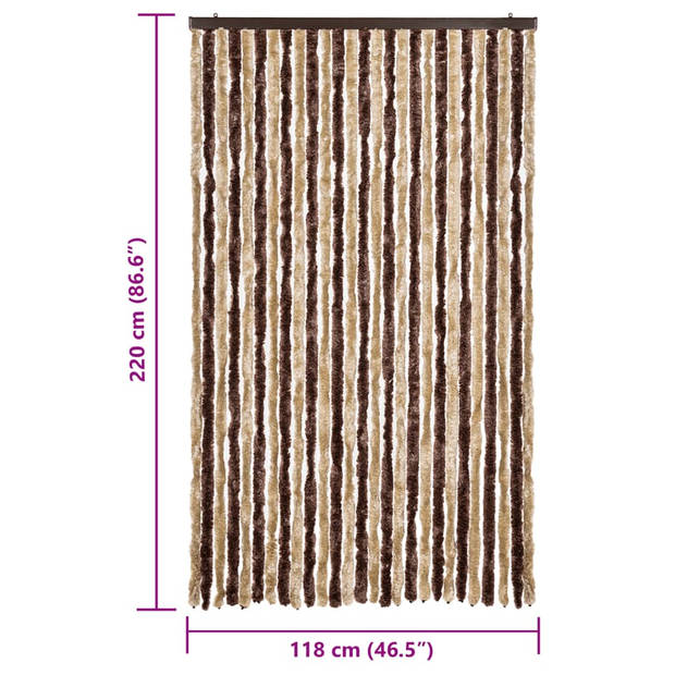 vidaXL Vliegengordijn 118x220 cm chenille beige en lichtbruin