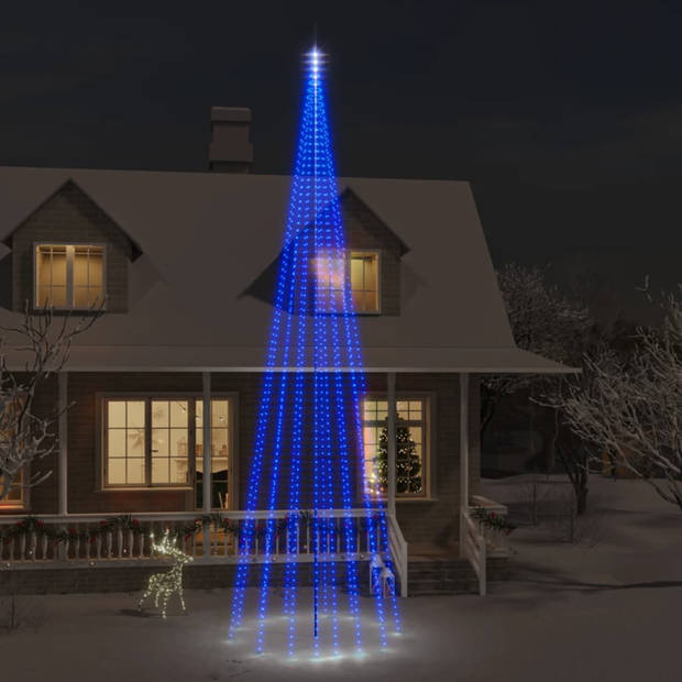 vidaXL Vlaggenmast kerstboom 1134 LED's blauw 800 cm