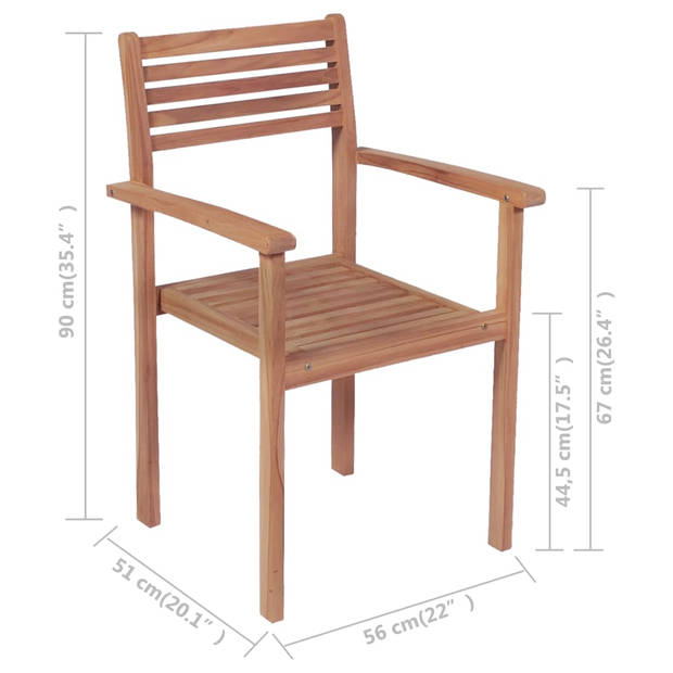 vidaXL Tuinstoelen stapelbaar 4 st massief teakhout