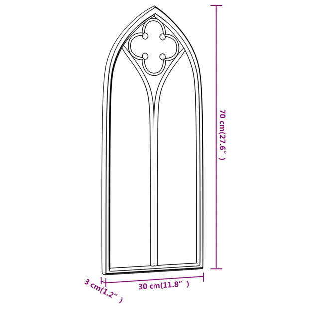 vidaXL Tuinspiegel 70x30 cm ijzer zwart