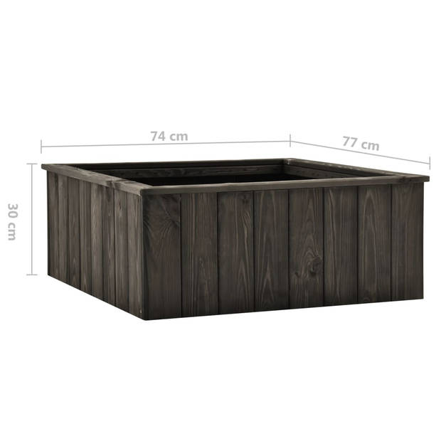 vidaXL Plantenbak verhoogd 74x77x30 cm massief grenenhout grijs