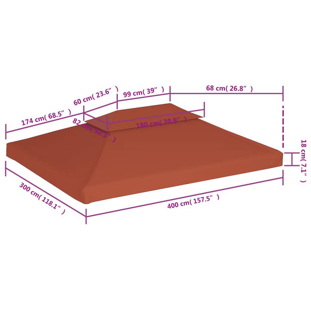 vidaXL Prieeldak 2-laags 310 g/m² 4x3 m terracottakleurig