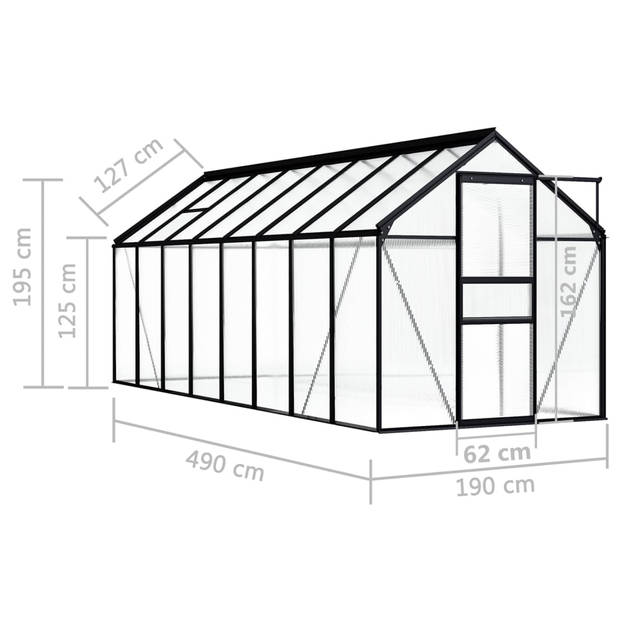 vidaXL Tuinkas 9,31 m² aluminium antracietkleurig