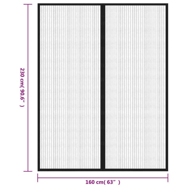 vidaXL Insectendeurgordijnen 2 st magnetisch 230x160 cm zwart