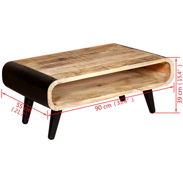 vidaXL Salontafel 90x55x39 cm ruw mangohout