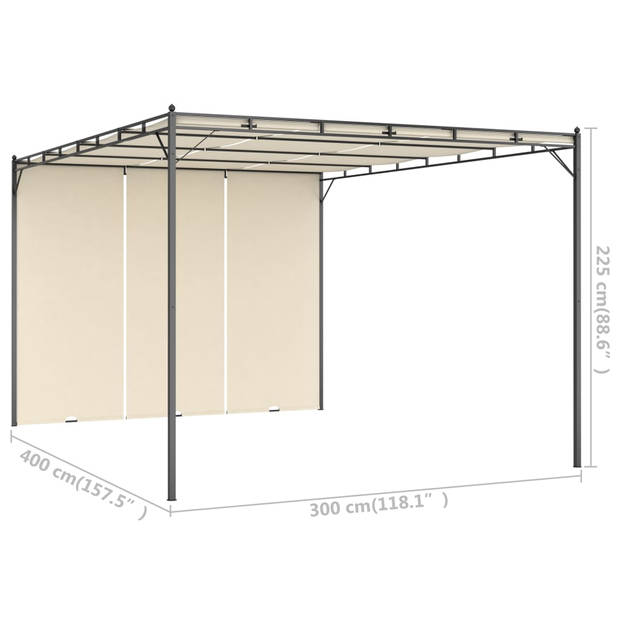 vidaXL Tuinprieel met zijgordijn 4x3x2,25 m crème