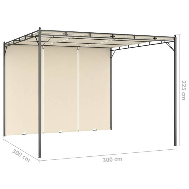 vidaXL Tuinprieel met zijgordijn 3x3x2,25 m crème