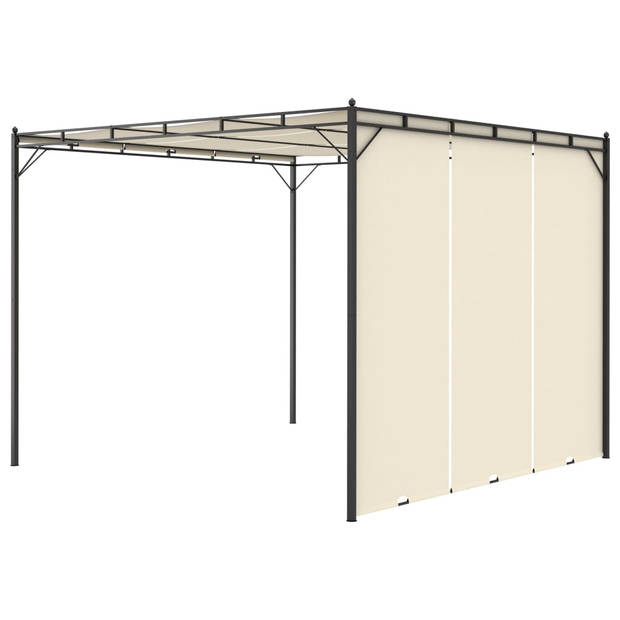 vidaXL Tuinprieel met zijgordijn 3x3x2,25 m crème