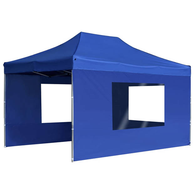 vidaXL Partytent inklapbaar met wanden 4,5x3 m aluminium blauw