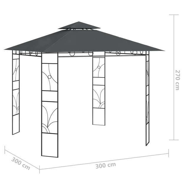 vidaXL Prieel 160 g/m² 3x3x2,7 m antracietkleurig