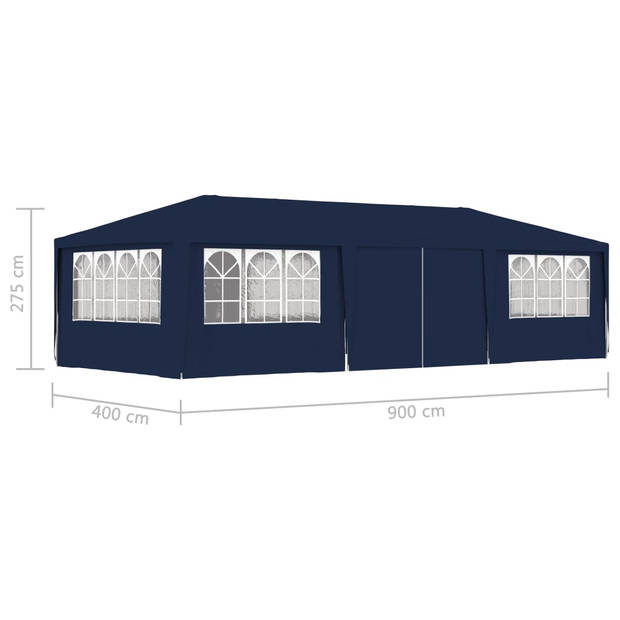 vidaXL Partytent met zijwanden professioneel 90 g/m² 4x9 m blauw