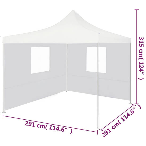 vidaXL Partytent met 2 zijwanden inklapbaar 3x3 m staal wit