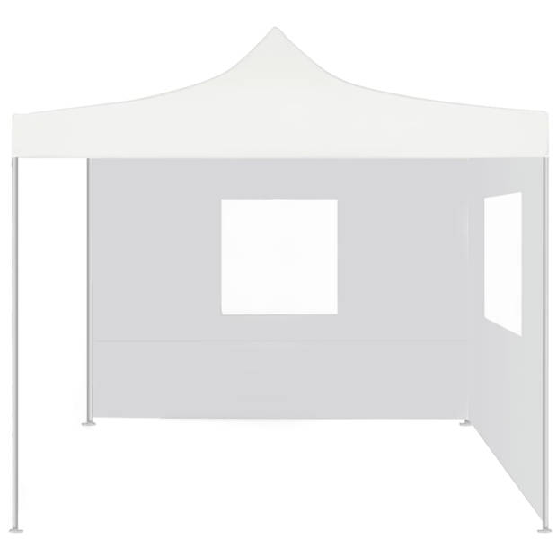 vidaXL Partytent met 2 zijwanden inklapbaar 3x3 m staal wit