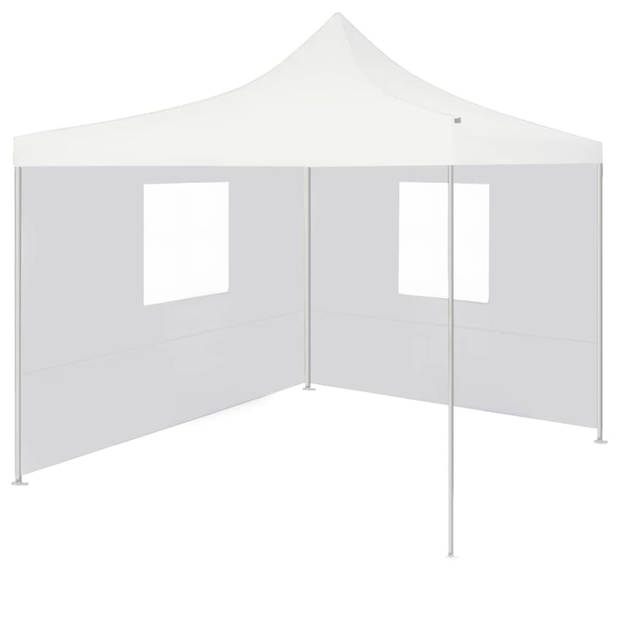 vidaXL Partytent met 2 zijwanden inklapbaar 3x3 m staal wit