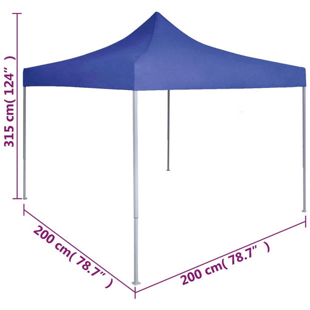 vidaXL Partytent professioneel inklapbaar 2x2 m staal blauw