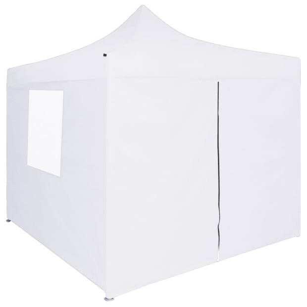 vidaXL Partytent met 4 zijwanden inklapbaar 3x3 m staal wit