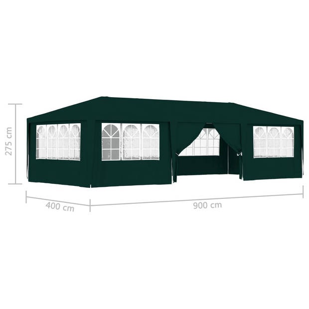 vidaXL Partytent met zijwanden professioneel 90 g/m² 4x9 m groen