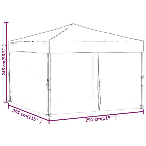 vidaXL Partytent inklapbaar met zijwanden 3x3 m rood